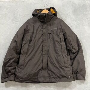 Columbia Jacket Mens XL Brown Interchange Hooded Waterproof Omni Heat Liner 3in1